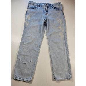 Chicos floral lace accent skimmer jeans size 0.5 (6) casual *